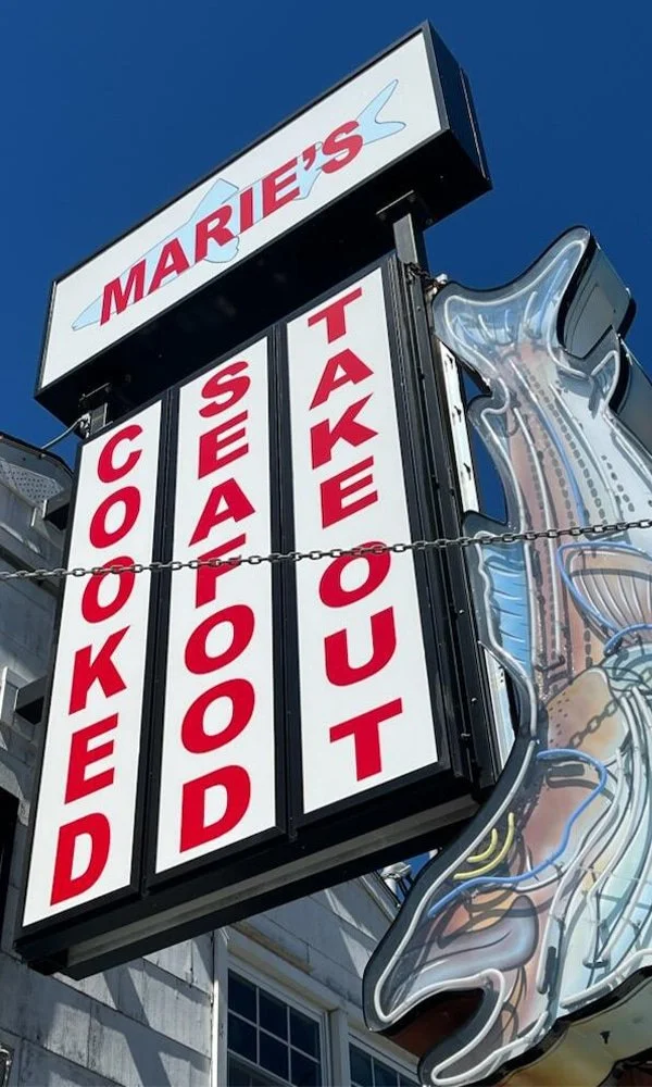 Marie’s Seafood sign on historic Fish Alley